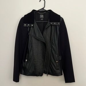 Armani Exchange A|X Leather Motorcycle Jacket Medium Black (NWOT)